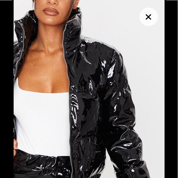Vinyl black patent puffer jacket - Picture 5 of 7